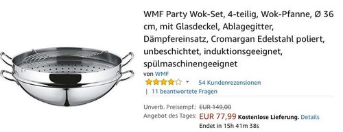 WMF Party Wok-Set, 4-teilig - jetzt 21% billiger