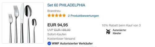 WMF Philadelphia Besteckset, 60-teilig - jetzt 10% billiger