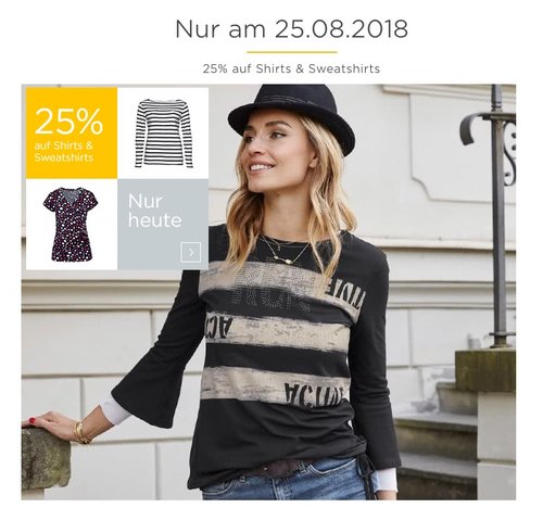 Baur.de 25 % Rabatt auf Damen Shirts & Sweatshirt am 25.08.18: z.B. KangaROOS Damen Fleecejacke Baur.de 25 % Rabatt auf Damen Shirts & Sweatshirt am 25.08.18: z.B. KangaROOS Damen Fleecejacke
