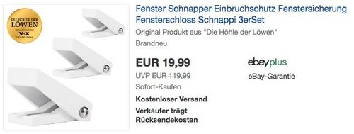 Fenster-Schnapper Einbruchschutz Fenstersicherung 3er Set - jetzt 33% billiger