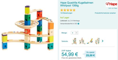 Hape Quadrilla Kugelbahnen Whirlpool - jetzt 37% billiger Hape Quadrilla Kugelbahnen Whirlpool - jetzt 37% billiger