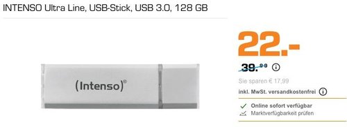 Intenso Ultra Line 128 GB USB-Stick USB 3.0 - jetzt 18% billiger