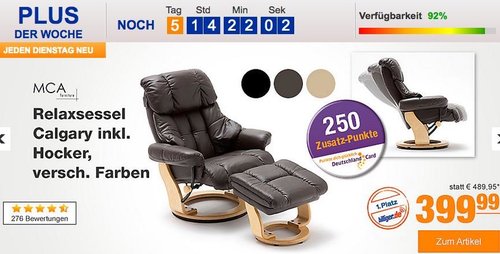 MCA Relaxsessel Calgary inkl. Hocker - jetzt 16% billiger MCA Relaxsessel Calgary inkl. Hocker - jetzt 16% billiger