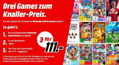 MediaMarkt Aktion: 3 Nintendo Switch Spiele für 111 - jetzt 23% billiger MediaMarkt Aktion: 3 Nintendo Switch Spiele für 111 - jetzt 23% billiger