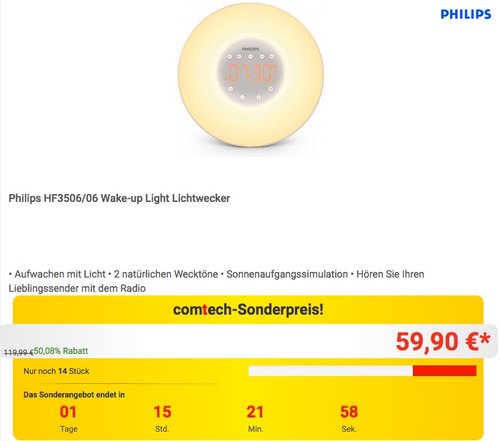 Philips HF3506/06 Wake-up Light Lichtwecker - jetzt 22% billiger