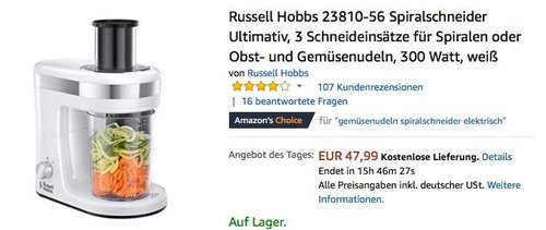 Russell Hobbs 23810-56 Spiralschneider in Weiß - jetzt 20% billiger