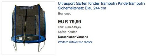 Ultrasport Garten Kindertrampolin 244 cm - jetzt 47% billiger