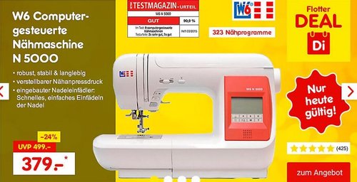 W6 Computergesteuerte Nähmaschine N 5000, 323 Programme - jetzt 13% billiger