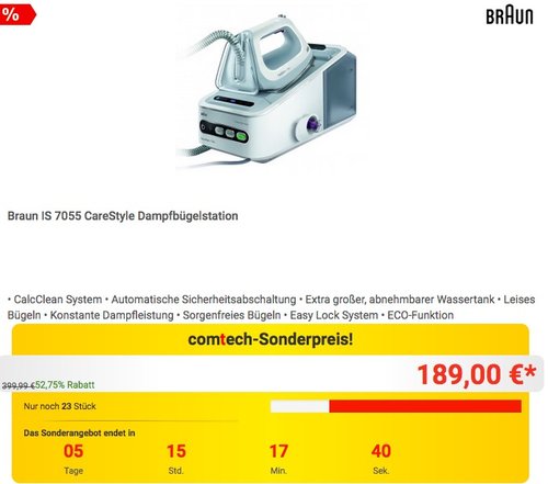 Braun IS 7055 CareStyle Dampfbügelstation - jetzt 20% billiger