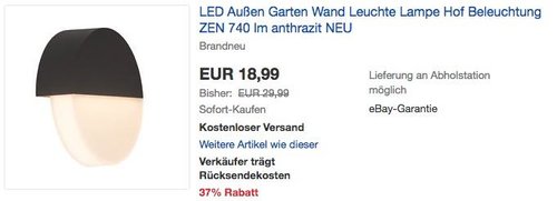Brilliant Zen LED Außenwandleuchte,  9 Watt, 740 lm - jetzt 37% billiger