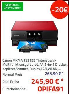 Canon PIXMA TS9155 Tintenstrahl-Multifunktionsgerät in Rot - jetzt 8% billiger