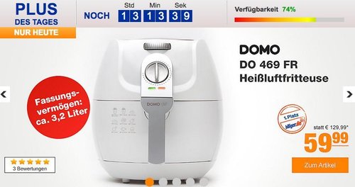 Domo DO 469 FR Heißluftfritteuse - jetzt 27% billiger