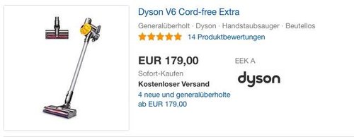 Dyson V6 Cord-free Extra Akku-Staubsauger generalüberholt inkl. 1 Jahr Garantie - jetzt 10% billiger