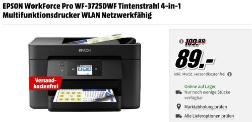 EPSON WorkForce Pro WF-3725DWF Tintenstrahl 4-in-1 Multifunktionsdrucker - jetzt 19% billiger EPSON WorkForce Pro WF-3725DWF Tintenstrahl 4-in-1 Multifunktionsdrucker - jetzt 19% billiger