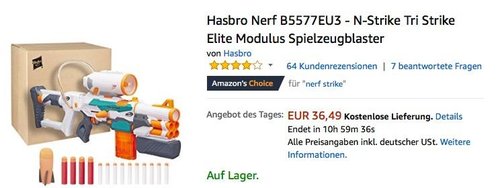 Hasbro Nerf B5577EU3 - N-Strike Tri Strike Elite Modulus Spielzeugblaster - jetzt 18% billiger Hasbro Nerf B5577EU3 - N-Strike Tri Strike Elite Modulus Spielzeugblaster - jetzt 18% billiger