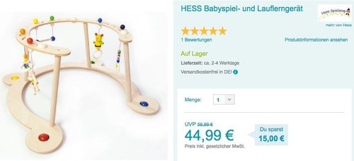 HESS Babyspiel- und Lauflerngerät - jetzt 22% billiger HESS Babyspiel- und Lauflerngerät - jetzt 22% billiger