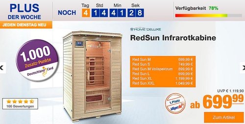 Home Deluxe RedSun M Infrarotkabine - jetzt 12% billiger