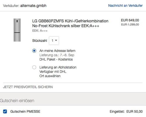 LG GBB60PZMFS Kühl-/Gefrierkombination 201 cm - jetzt 5% billiger
