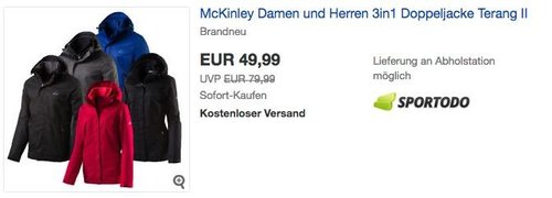 McKinley Damen und Herren 3in1 Doppeljacke Terang II - jetzt 16% billiger McKinley Damen und Herren 3in1 Doppeljacke Terang II - jetzt 16% billiger