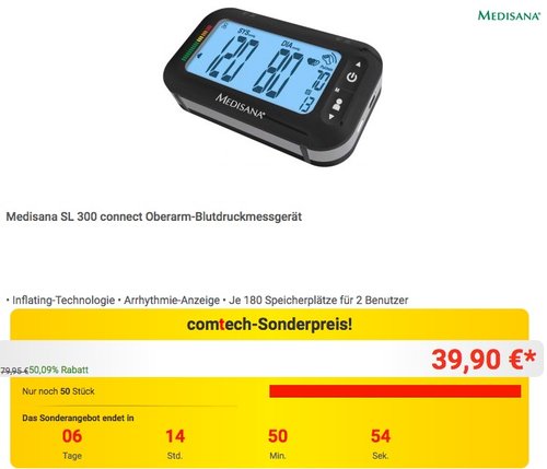 Medisana SL 300 connect Oberarm-Blutdruckmessgerät Medisana SL 300 connect Oberarm-Blutdruckmessgerät