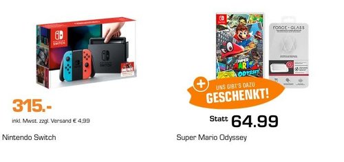 NINTENDO Switch Spielekonsole + Super Mario Odyssey - Nintendo Switch + BIGBEN Bildschirmschutzfolie für Nintendo Switch - jetzt 18% billiger NINTENDO Switch Spielekonsole + Super Mario Odyssey - Nintendo Switch + BIGBEN Bildschirmschutzfolie für Nintendo Switch - jetzt 18% billiger