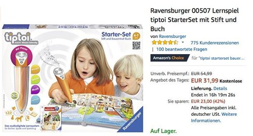 Ravensburger 00507 Lernspiel tiptoi StarterSet "Entdecke den Bauernhof" - jetzt 23% billiger Ravensburger 00507 Lernspiel tiptoi StarterSet "Entdecke den Bauernhof" - jetzt 23% billiger