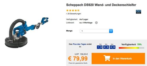 Scheppach Wand- und Deckenschleifer - jetzt 11% billiger