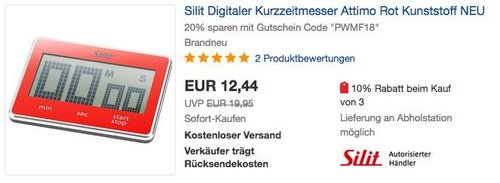Silit Digitaler Kurzzeitmesser Attimo in Rot - jetzt 20% billiger Silit Digitaler Kurzzeitmesser Attimo in Rot - jetzt 20% billiger