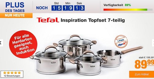 Tefal Inspiration Topfset 7-teilig - jetzt 38% billiger Tefal Inspiration Topfset 7-teilig - jetzt 38% billiger
