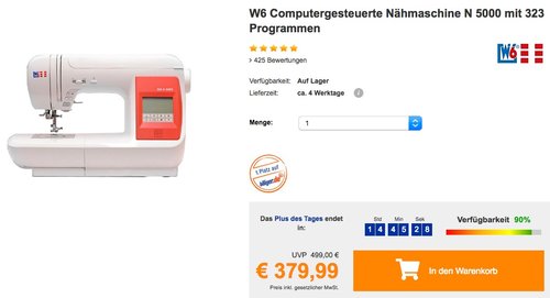 W6 Nähmaschine N 5000 mit 323 Programmen - jetzt 12% billiger