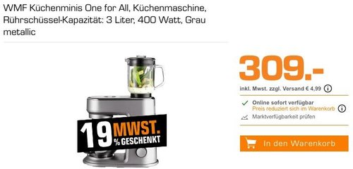 WMF Küchenminis One for All Küchenmaschine in Grau Metallic - jetzt 16% billiger