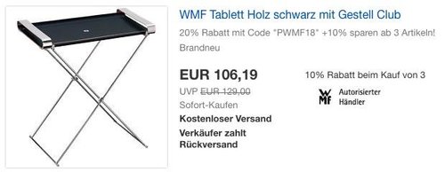 WMF Tablett Holz mit Gestell Club - jetzt 20% billiger WMF Tablett Holz mit Gestell Club - jetzt 20% billiger