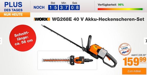 Worx WG268E 40 V Akku-Heckenscheren-Set - jetzt 19% billiger