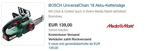 BOSCH UniversalChain 18 Akku-Kettensäge inkl. 18V-Akku und Ladegerät - jetzt 17% billiger BOSCH UniversalChain 18 Akku-Kettensäge inkl. 18V-Akku und Ladegerät - jetzt 17% billiger