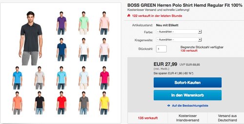 BOSS GREEN Herren Polo Shirt in verschiedenen Farben - jetzt 12% billiger