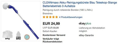 CLEANmaxx Akku-Reinigungsbürste mit 3 Aufsätzen - jetzt 16% billiger CLEANmaxx Akku-Reinigungsbürste mit 3 Aufsätzen - jetzt 16% billiger