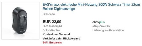 EASYmaxx elektrische Mini-Heizung 300W - jetzt 8% billiger EASYmaxx elektrische Mini-Heizung 300W - jetzt 8% billiger