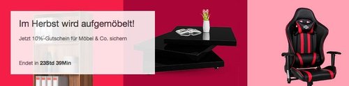 Ebay - 10% Rabatt auf Möbel & Co: z.B. Deuba® NXT Gaming Chair Racer Bürostuhl - jetzt 10% billiger Ebay - 10% Rabatt auf Möbel & Co: z.B. Deuba® NXT Gaming Chair Racer Bürostuhl - jetzt 10% billiger