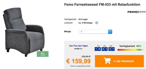 Femo Fernsehsessel FM-533 mit Relaxfunktion - jetzt 20% billiger Femo Fernsehsessel FM-533 mit Relaxfunktion - jetzt 20% billiger