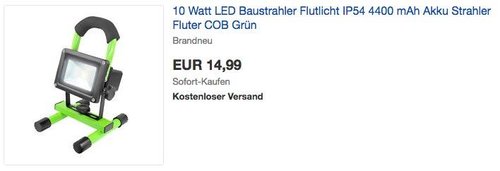 Filmer 10 Watt LED  Akku-Baustrahler - jetzt 35% billiger