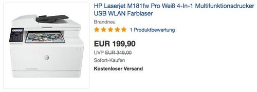 HP Laserjet M181fw Pro 4-In-1 Multifunktionsdrucker Farblaser - jetzt 26% billiger HP Laserjet M181fw Pro 4-In-1 Multifunktionsdrucker Farblaser - jetzt 26% billiger