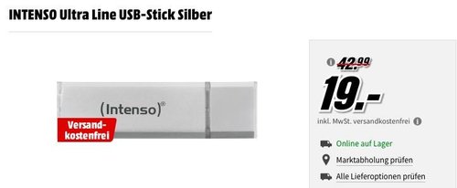 INTENSO Ultra Line 128 GB USB-Stick - jetzt 15% billiger INTENSO Ultra Line 128 GB USB-Stick - jetzt 15% billiger