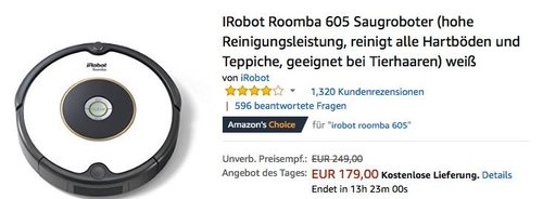 iRobot Roomba 605 Saugroboter in Weiß - jetzt 11% billiger