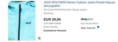 JACK WOLFSKIN Damen Outdoor Jacke in Eisblau oder Schwarz - jetzt 20% billiger JACK WOLFSKIN Damen Outdoor Jacke in Eisblau oder Schwarz - jetzt 20% billiger
