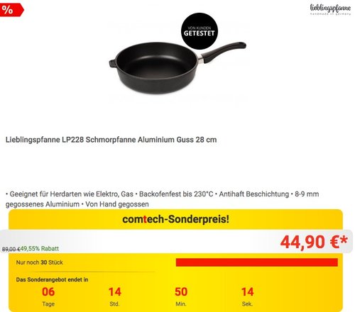 Lieblingspfanne LP228 Schmorpfanne Aluminium Guss 28 cm - jetzt 36% billiger