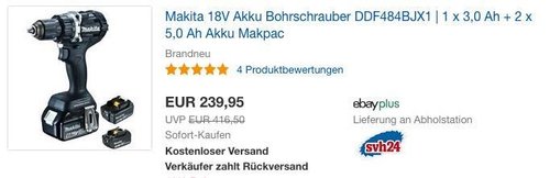 Makita 18V Akku-Bohrschrauber DDF484BJX1inkl. 1 x 3,0 Ah + 2 x 5,0 Ah Akku - jetzt 13% billiger Makita 18V Akku-Bohrschrauber DDF484BJX1inkl. 1 x 3,0 Ah + 2 x 5,0 Ah Akku - jetzt 13% billiger
