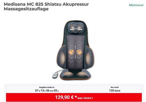 Medisana MC 825 Shiatsu Akupressur Massagesitzauflage - jetzt 7% billiger Medisana MC 825 Shiatsu Akupressur Massagesitzauflage - jetzt 7% billiger