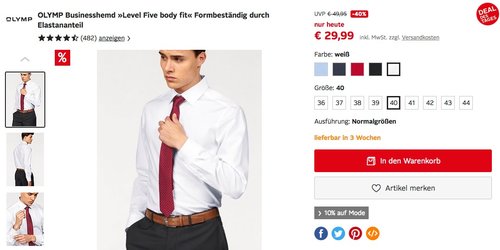 OLYMP Businesshemd "Level Five body fit" in verschiedenen Farben - jetzt 6% billiger OLYMP Businesshemd "Level Five body fit" in verschiedenen Farben - jetzt 6% billiger