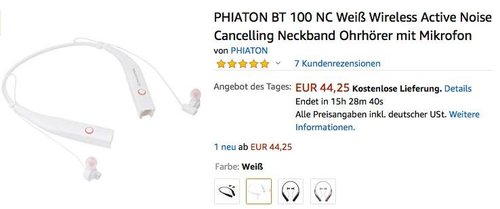 PHIATON BT 100 NC Wireless Active Noise Cancelling Neckband Ohrhörer mit Mikrofon - jetzt 47% billiger PHIATON BT 100 NC Wireless Active Noise Cancelling Neckband Ohrhörer mit Mikrofon - jetzt 47% billiger