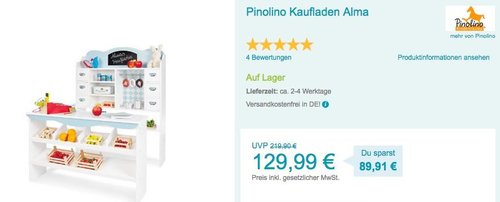 Pinolino Kaufladen Alma - jetzt 11% billiger